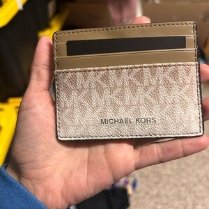 Michael Kors Beige and Off-White Card Holder